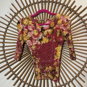 Vintage 90’s Bubble Top Red Floral Print Boho Stretchy OSFM NWT